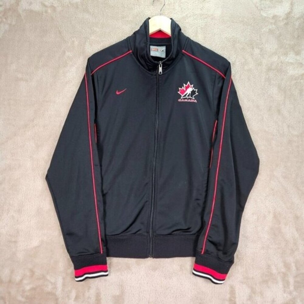 Nike Team Canada Hockey Jacket Full Zip Black Long Sleeve Pockets Men's Size M